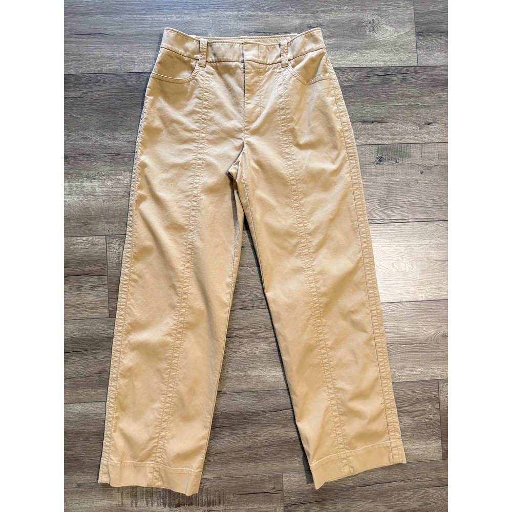 Vince Womens Tan Beige High Rise Straight Leg Seamed Cotton Blend Pants Size 10